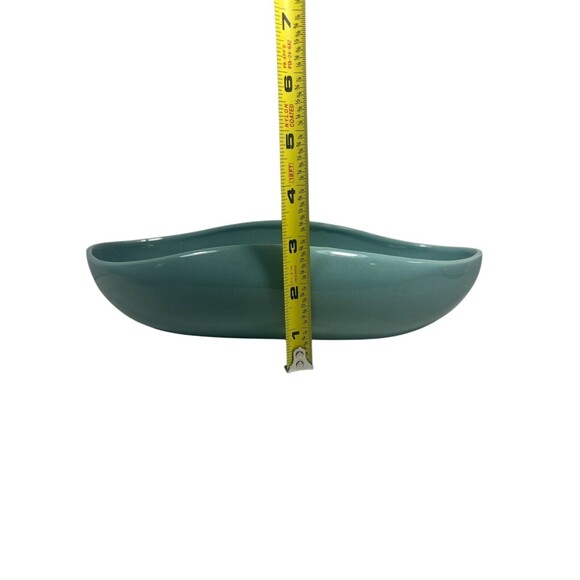 Vintage Abingdon Console Oval Statement Bowl Turquoise Pottery Made USA #645 MCM - Picture 8 of 13